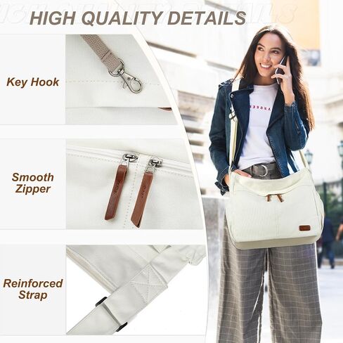 RAVUO Canvas Messenger Bag, Large Hobo Crossbody Tote for Women Men Lightweight Shoulder Purse w Multiple Pockets in Kuwait