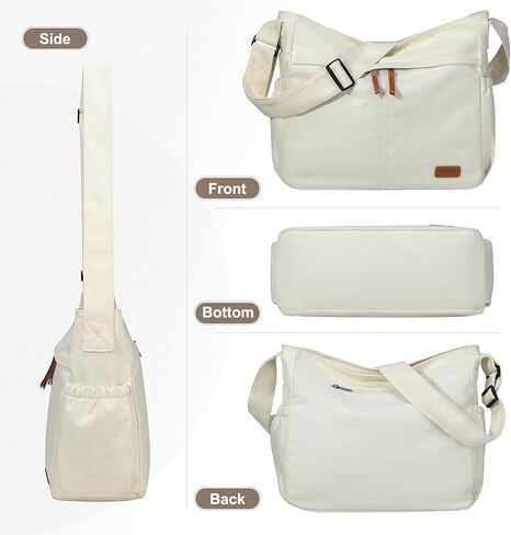 RAVUO Canvas Messenger Bag, Large Hobo Crossbody Tote for Women Men Lightweight Shoulder Purse w Multiple Pockets in Kuwait