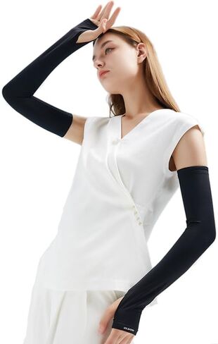 Black Arm Warmers Sun Arm Sleeves Long Fingerless Gloves for Women and Men in Saudi Arabia