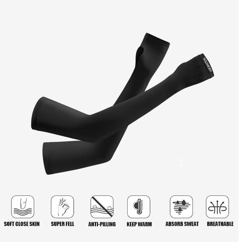 Black Arm Warmers Sun Arm Sleeves Long Fingerless Gloves for Women and Men in Saudi Arabia