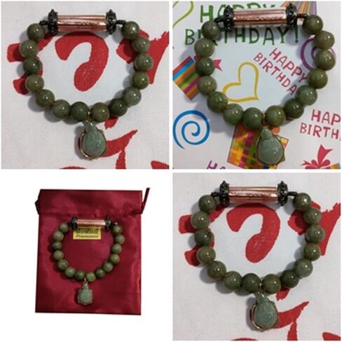 سوار من الأحجار الكريمة الطبيعية الخضراء من اليشم، نادر مقدس تاكروت يانترا، 5 صفوف، مجوهرات فرا نات القوية تجلب المال. in Kuwait