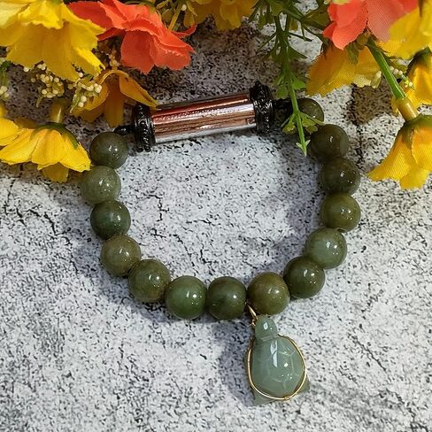 سوار من الأحجار الكريمة الطبيعية الخضراء من اليشم، نادر مقدس تاكروت يانترا، 5 صفوف، مجوهرات فرا نات القوية تجلب المال. in Kuwait