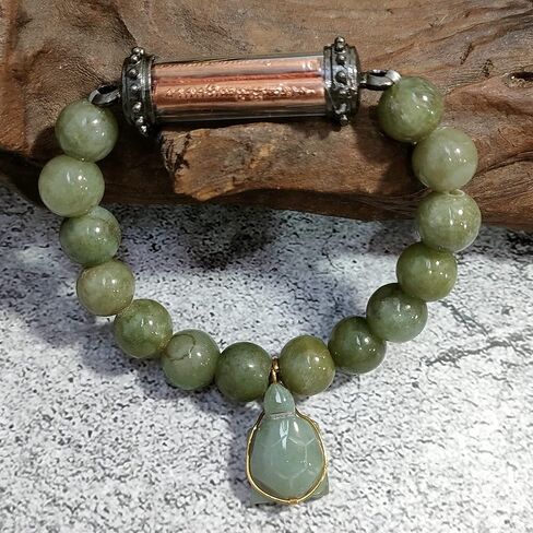 سوار من الأحجار الكريمة الطبيعية الخضراء من اليشم، نادر مقدس تاكروت يانترا، 5 صفوف، مجوهرات فرا نات القوية تجلب المال. in Kuwait