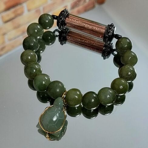 سوار من الأحجار الكريمة الطبيعية الخضراء من اليشم، نادر مقدس تاكروت يانترا، 5 صفوف، مجوهرات فرا نات القوية تجلب المال. in Kuwait