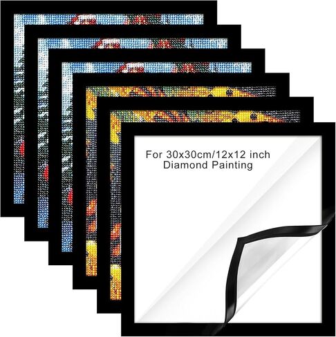 Macarrie 6 قطع إطارات فنية ماسية إطار صورة مغناطيسي 12 × 12 بوصة إطارات لصور اللوحة الماسية ذاتية اللصق إطارات فنية ماسية إطارات رسم لنافذة الحائط صور المكتب المنزلي (فضي) in Saudi Arabia