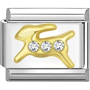 UNY JEWEL Zodiac Sign Italian Charm 9mm Stainless Steel Link - Enamel Zodiac Design Modular Charm Bracelet Link