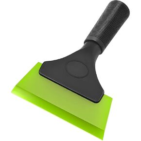 Small Squeegee, Window Tint Rubber Water Blade, Shower Scraper with Anti-Slip Handle, Auto Cleaning Tool Accessories, Mini Water Wiper for Window, Windshield, Glass Door, Bathroom (Green)
