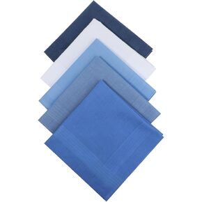 Giantree 5 Pcs Cotton Handkerchiefs for men, Classic Pocket Squares Set Soft Mens Hankies Handkerchiefs 15.8" x 15.8" 5 Colors