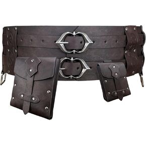 3PCs Medieval Fanny Pack Accessory Set, Renaissance Fanny Pack, Vintage Viking Wide Belt for LARP Events