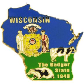 Wisconsin State Shaped Map Lapel Metal Pin
