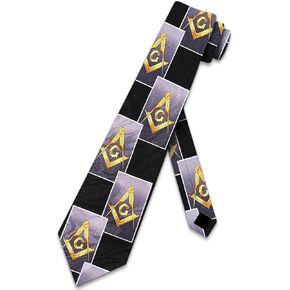 Mason Ties Mens Freemason Necktie Masonic Tie for Men Compass Neckties