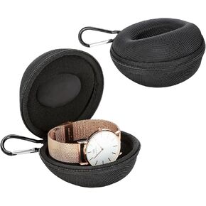 LETURE 2 Pieces Single Watch Travel Case for Men, Single Watch Storage Box Gift Box for Wristwatches & Smart Watches up to 50mm (Black)