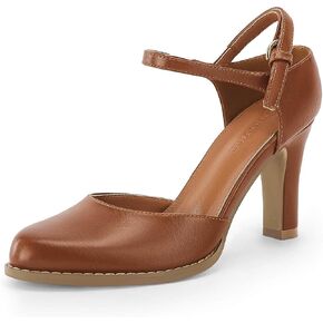 Coutgo Womens Chunky High Heels Closed Pointed Toe Ankle Strap Pumps Vintage D'Orsay Dress Party Shoes
