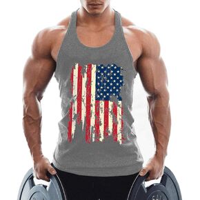 Men's Cotton American Flag Stringer Tank Tops