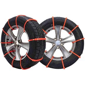 Jeremywell 10 PCS Emergency Anti-Skid Mud Snow Survival Traction Multi-Function Car Tire Chains, Orange, Security Chains for Car Truck SUV Emergency Winter Driving Universal Tire Cable Belts