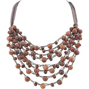 Bocar Multi-Row Statement Collar Necklace Beaded Necklace for Women (NK-10617)