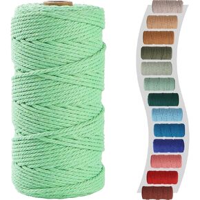 Macrame Cord 3mm 220yards (200 meters) Aqua Green Macrame Supplies Macrame Yarn, Colored Cotton rope, Colored Cord for DIY