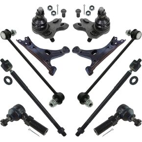 TRQ Front Steering & Suspension Kit Ball Joint Control Arm Sway Bar Stabilizer Link Tie Rod Compatible with 2014-2019 Toyota Corolla