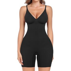 Shapewear Bodysuit for Women Tummy Control Deep V Neck Body Shaper Butt Lifting Fajas Seamless Thigh Slimmer Shorts