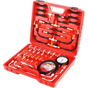 Fuel Injection Pump Pressure Tester Gauge Kit, Car Gasoline Gas Fuel Oil Injector Test Manometer Tool Set 0-140PSI, Universal for Auto Truck SUV Motorcycle ATV RV SUV