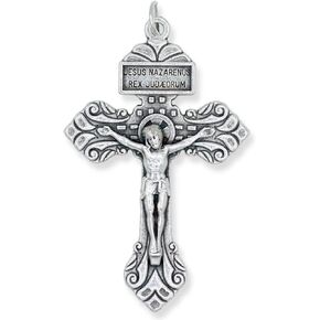 Bulk Pack of 3 - Pardon Crucifix Catholic Indulgence of Pope Saint Pius X, 2-1/8" Silver Tone Catholic Crucifixes for Rosary Making Supplies, Made in Italy