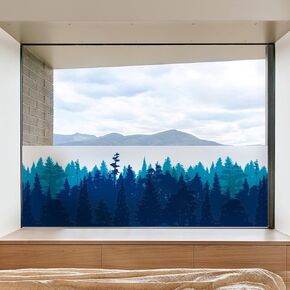 DKTIE Mountain Stained Glass Window Film with Installation Tools, 3 Layers True Color, Same Color On Both Sides, Sun Blocking Privacy Window Stickers (A524, 17.7" H x 78.7" W)
