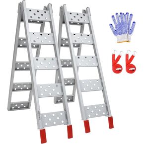 LIEKUMM 83" L x 9" W Folding Loading Ramp, Portable Steel Ramps, 960LBS Capacity, Heavy Duty Motorcycle Ramp, for ATV, Truck, Quad, Lawn Mower, Dirt Bikes and More, Silver, Pack of 2