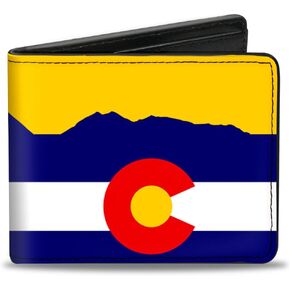 Buckle-Down PU Bifold Wallet - Colorado Flag/Mountain Silhouette Yellow