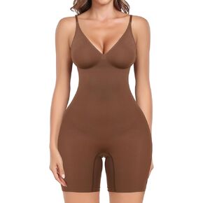 Shapewear Bodysuit for Women Tummy Control Deep V Neck Body Shaper Butt Lifting Fajas Seamless Thigh Slimmer Shorts