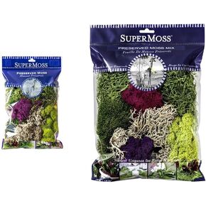 SuperMoss (23310) Moss Mix - Best Sellers, 80.75 Cubic Inch Bag (Appx. 2 Ounce) & (26907) Spanish Moss Preserved, Grass, 4oz, 120 Cubic in Bag (Appx. 4oz) (7 59834 26907 6)