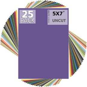 Mat Board Center, Pack of 25 5X7 Uncut Mat Boards - Assorted Colors - White Core - for Frames, Pictures, Photos, Crafts