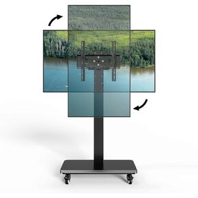 Mobile TV Cart with Wheels.Rolling TV Stand for 26 to 65 Inch Flat Panel Screens,Portrait to Landscape,Height Adjustable Portable TV Stand Holds Up to 100lbs,Max VESA 400x400mm (Black)