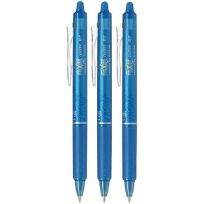 Pilot Light Blue Frixion Clicker Retractable Fine Rollerball Erasable Pens Pen 0.7mm Nib Tip 0.35mm Line BLRT-FR7 (Pack of 3)