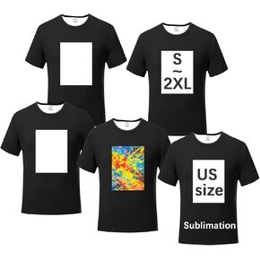 5 PCS Adult Sublimation Blank T Shirt Unisex Polyester Shirts Crew Neck Short Sleeve for Sublimation Black T Shirt