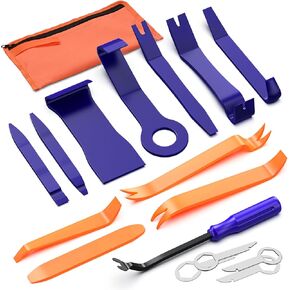 Preciva 16 Pcs Car Trim Removal Tool Kit - Impact Resistant Nylon Pry Kit, Auto Door Panel Removal Tool for Vehicle Dash Radio Audio Fasteners Removal