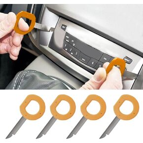 4PCS Radio Removal Tool, Removal Keys Tool Kit, Easy Grip Handles and Stiff Blades, Stereo Single and Double DIN Replacement Key for Ford, Mercedes, Audi