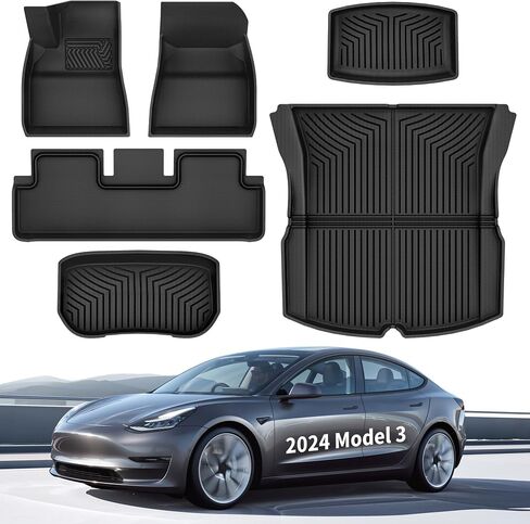 OEDRO Floor Mats Fit for Tesla Model 3 Highland 2024, All Weather Waterproof Accessories for Model 3 Floor Mats, Rear Trunk Mat Cargo Liners in Saudi Arabia