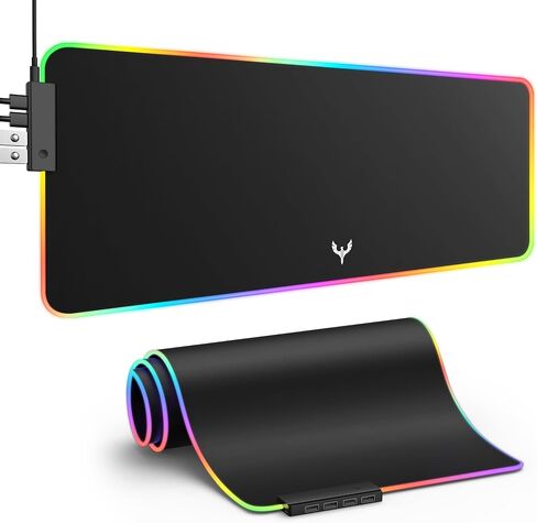 لوحة ماوس ألعاب BladeHawks RGB مع محور USB 4 منافذ، 14 وضع إضاءة، قاعدة مطاطية كبيرة الحجم مضادة للانزلاق، حصيرة ماوس مطلية مقاومة للماء للكمبيوتر المحمول المكتبي، ألعاب الكمبيوتر الشخصي، المكتب in Saudi Arabia