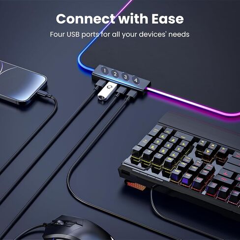 لوحة ماوس ألعاب BladeHawks RGB مع محور USB 4 منافذ، 14 وضع إضاءة، قاعدة مطاطية كبيرة الحجم مضادة للانزلاق، حصيرة ماوس مطلية مقاومة للماء للكمبيوتر المحمول المكتبي، ألعاب الكمبيوتر الشخصي، المكتب in Saudi Arabia