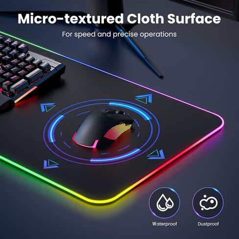 لوحة ماوس ألعاب BladeHawks RGB مع محور USB 4 منافذ، 14 وضع إضاءة، قاعدة مطاطية كبيرة الحجم مضادة للانزلاق، حصيرة ماوس مطلية مقاومة للماء للكمبيوتر المحمول المكتبي، ألعاب الكمبيوتر الشخصي، المكتب in Saudi Arabia