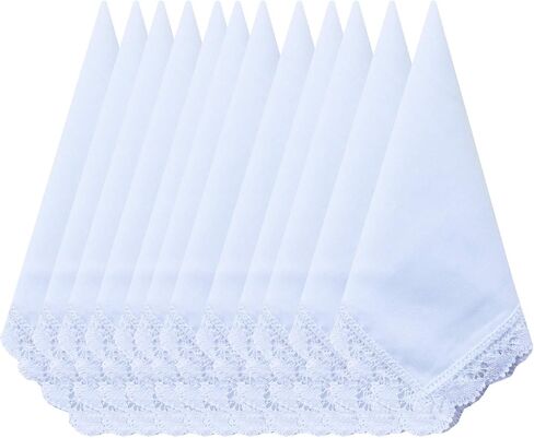 Ladies Bridal Wedding Crochet Lace Handkerchiefs 60s Cotton Hankies Size 11.8" in Saudi Arabia
