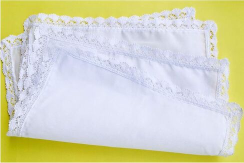 Ladies Bridal Wedding Crochet Lace Handkerchiefs 60s Cotton Hankies Size 11.8" in Saudi Arabia