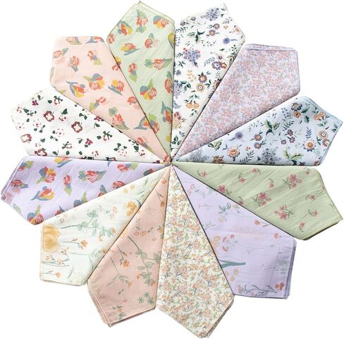 Womens Vintage Floral Handkerchiefs Fabric Cotton Hankies in Saudi Arabia