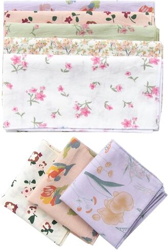 Womens Vintage Floral Handkerchiefs Fabric Cotton Hankies in Saudi Arabia