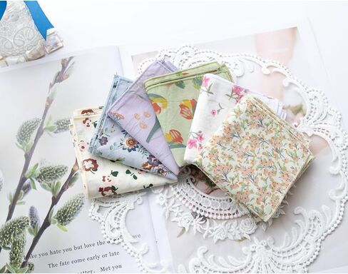 Womens Vintage Floral Handkerchiefs Fabric Cotton Hankies in Saudi Arabia