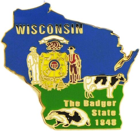 Wisconsin State Shaped Map Lapel Metal Pin in Saudi Arabia