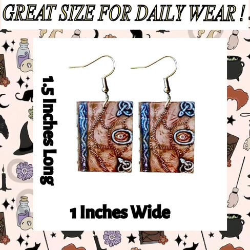 أقراط كتاب على طراز Hocus Pocus للنساء/البالغين. كتاب مع أقراط العين in Kuwait