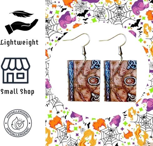 أقراط كتاب على طراز Hocus Pocus للنساء/البالغين. كتاب مع أقراط العين in Kuwait