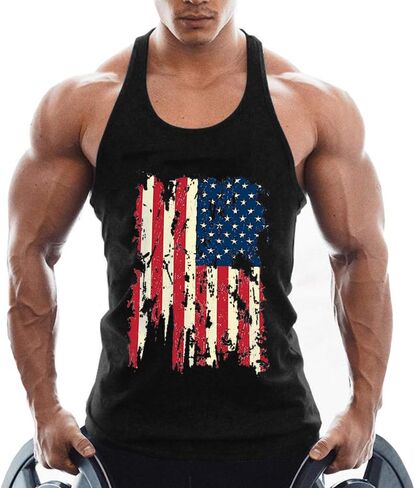Men's Cotton American Flag Stringer Tank Tops in Kuwait