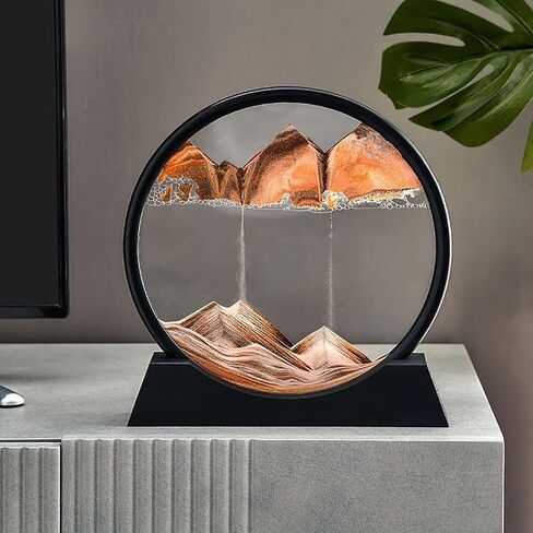 rysnwsu 3D ديناميكية الرمال الفن الحركة السائلة، تتحرك صورة الفن الرمال جولة الزجاج 3D أعماق البحار الرمال في عرض الحركة تدفق الرمال الإطار الاسترخاء سطح المكتب المنزل مكتب العمل ديكور (الأزرق، 7 بوصة) in Kuwait
